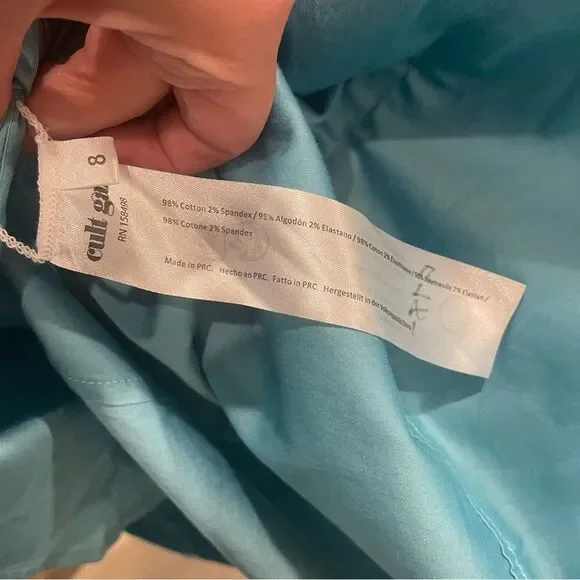 NWT CULT GAIA Chiara Sleeveless Blue Cotton-Blend Plunge Bubble Skirt Midi Dress - Picture 14 of 15